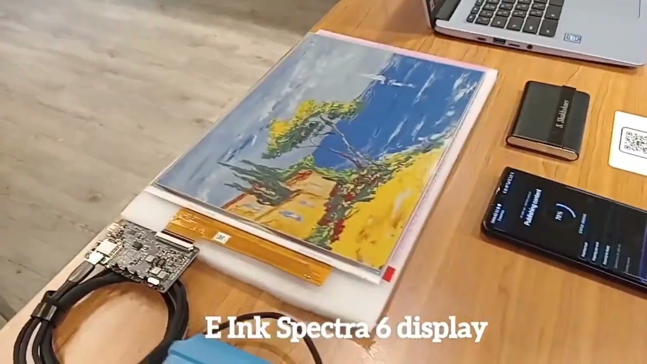 BenchPad electronics prototype with a colour e-paper display